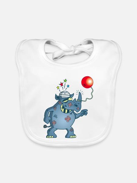 A rhinoceros plays bilboquet - Organic Baby Bibs - white - Front