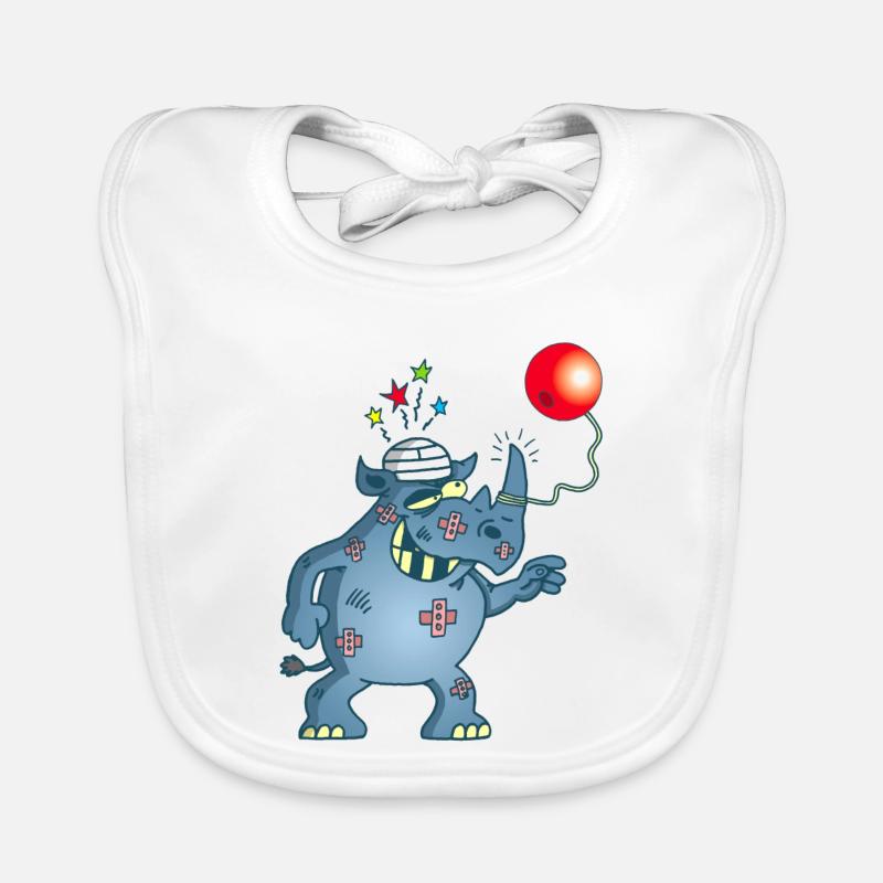 Ein Nashorn spielt Bilboquet Baby Bio-Lätzchen