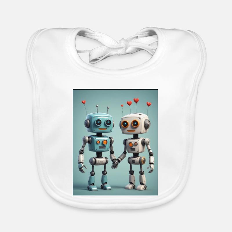 Robot Couple Organic Baby Bibs