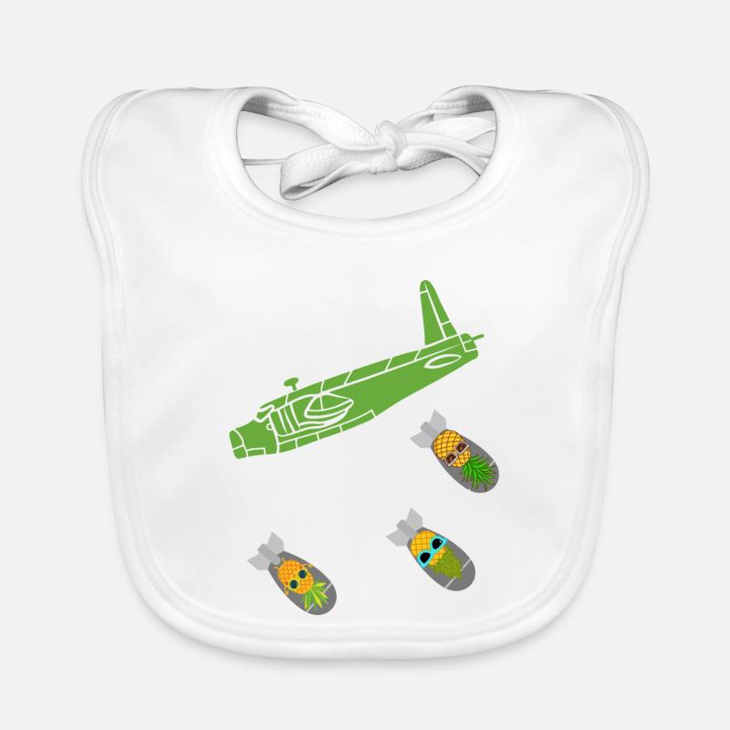 Green Pineapple Bomb Plane Organic Baby Bibs