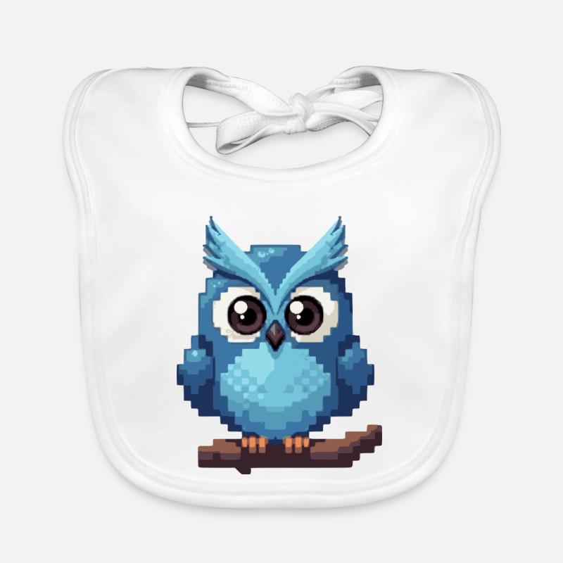 Pixel Eule – Retro 8-Bit Style Baby Bio-Lätzchen