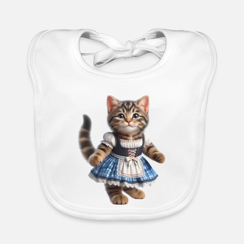 Cute little cat in dirndl Organic Baby Bibs