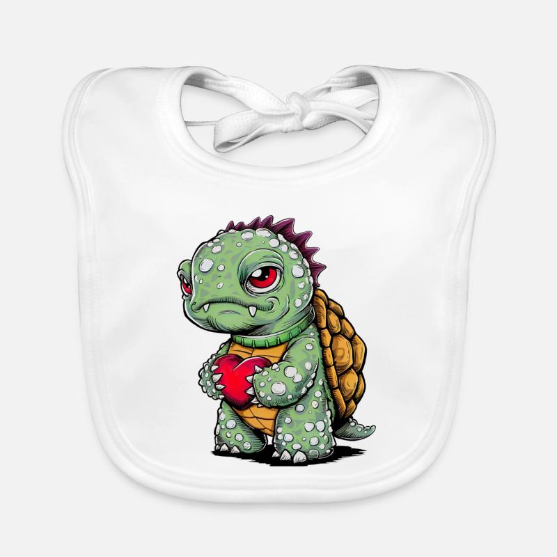 Turtle with heart Organic Baby Bibs
