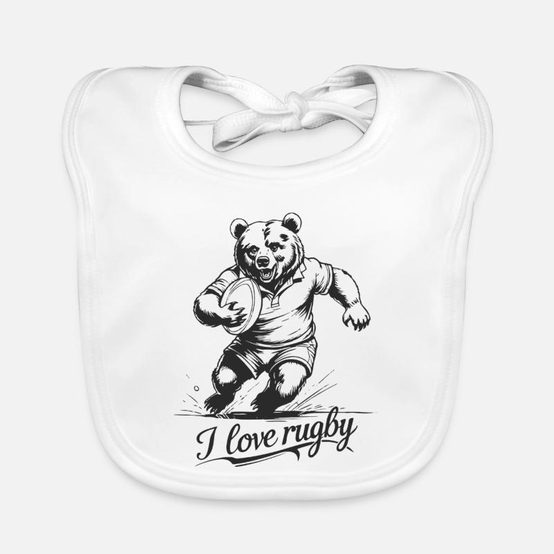 rugby - Bavoir bio Bébé - blanc