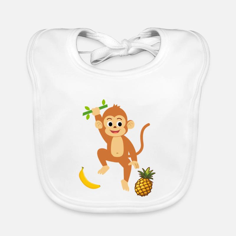 Player Monkey with Pineapple and Banana Organic Baby Bibs