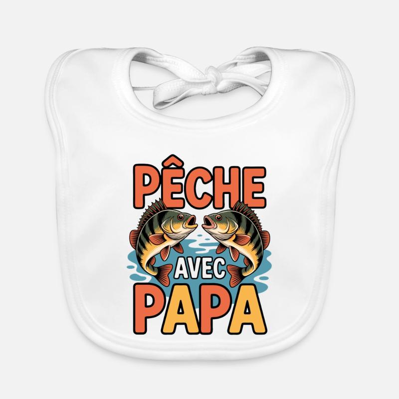 Fishing with Dad Funny Illustration Organic Baby Bibs