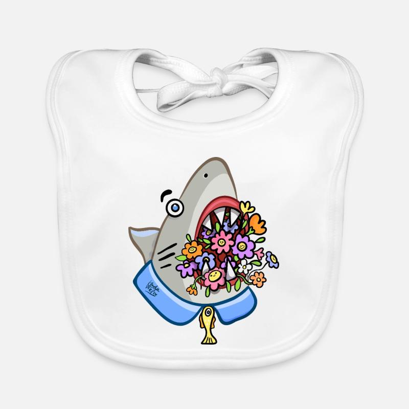 requin avec bouquet floral dans ses mâchoires Bavoir bio Bébé