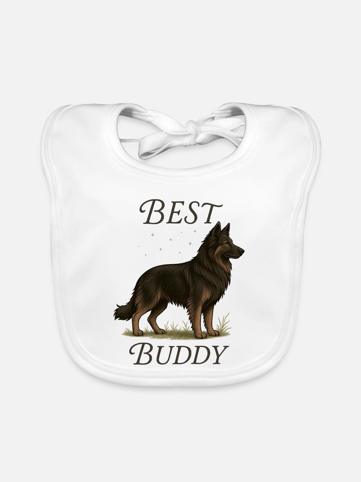 Altdeutscher Schäferhund – Best Buddy - Baby Bio-Lätzchen - Weiß - Vorne