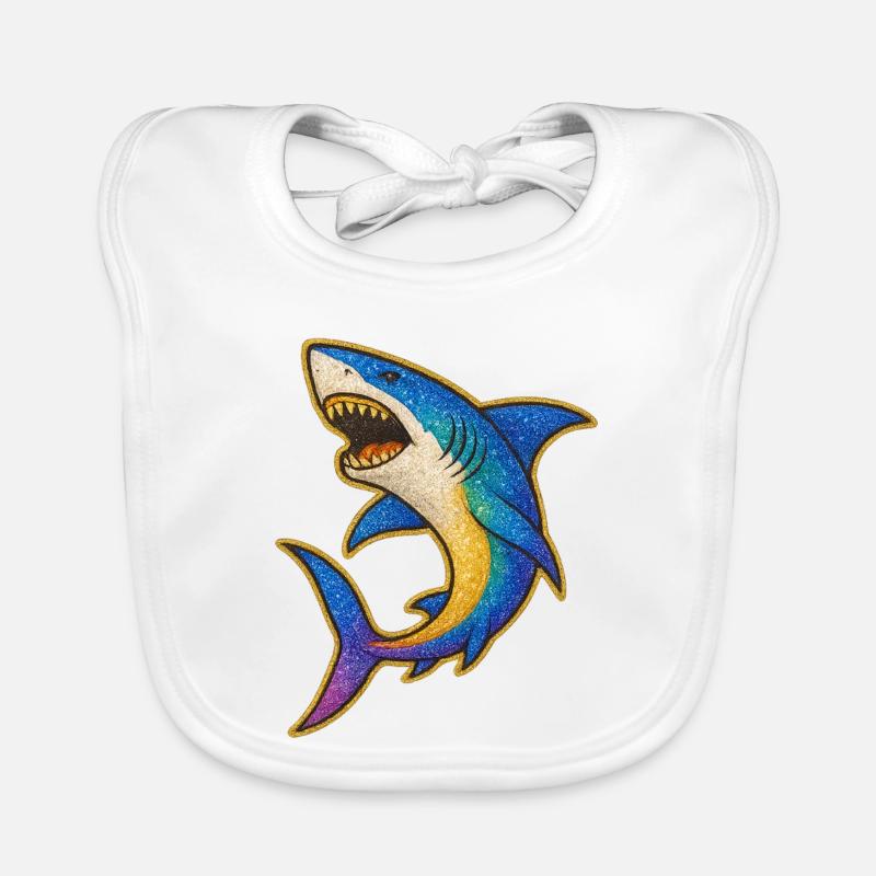 Hai | Rainbow Shark Patch Art Baby Bio-Lätzchen