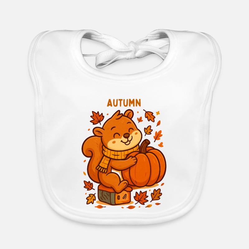 Herbstfreude Eichhörnchen mit Kürbis Herbst  Baby Bio-Lätzchen