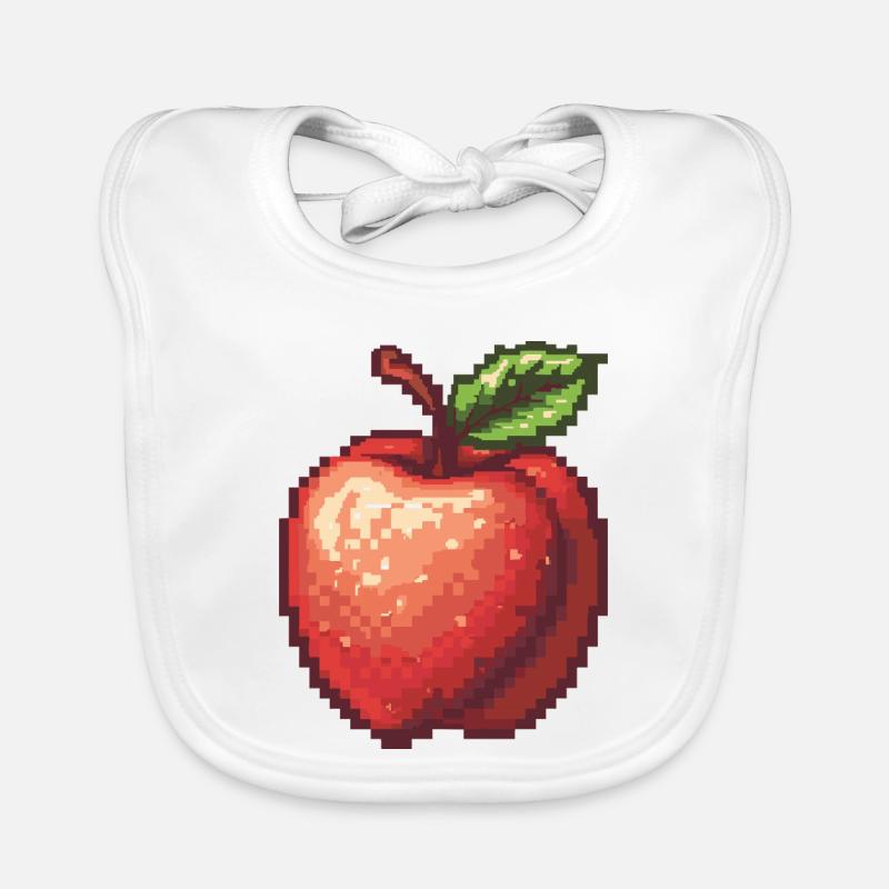 Retro Pixel Apple Organic Baby Bibs