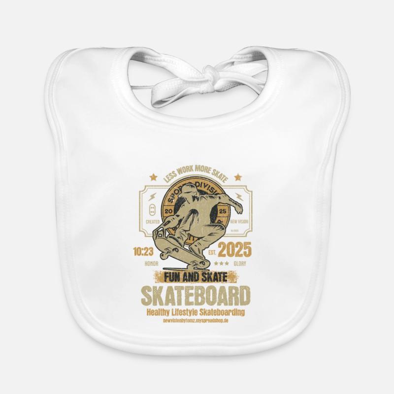 Moins de travail Plus de skate – Skateboard 2025 Bavoir bio Bébé