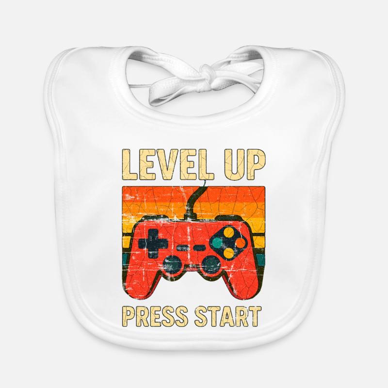 Level Up Retro-Controller-Kunst Baby Bio-Lätzchen