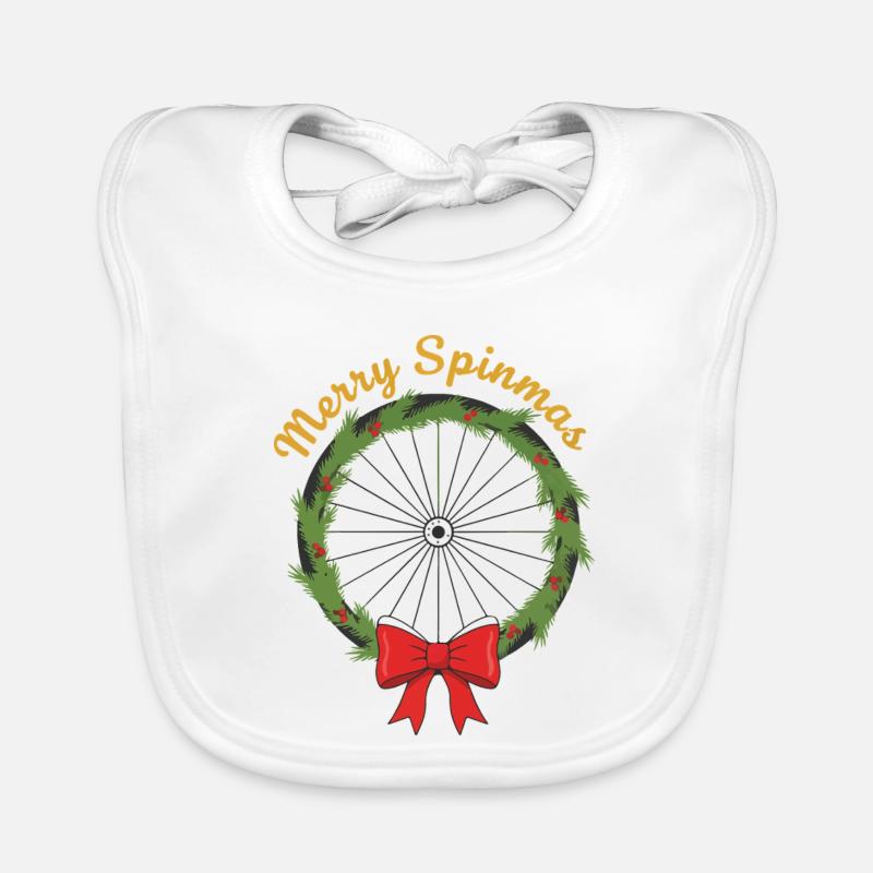 Merry Spinmas Bicycle Wreath Organic Baby Bibs