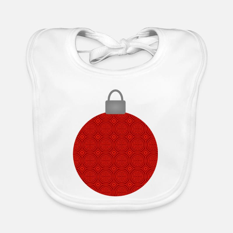 Rotes Rundmuster Weihnachtskugel Baby Bio-Lätzchen