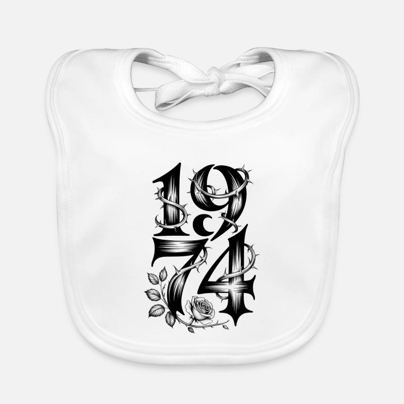 Gothic Year 1974 Thorn Rose Organic Baby Bibs
