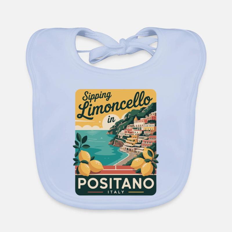 Affiche rétro de Positano Limoncello Bavoir bio Bébé