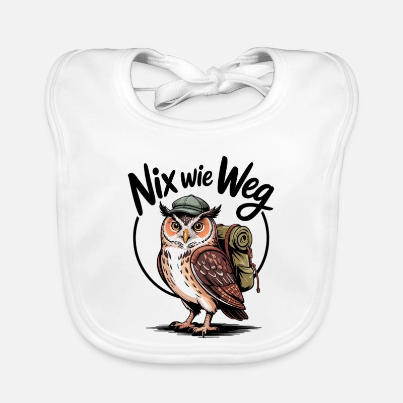 Wandernde Eule mit Rucksack Baby Bio-Lätzchen