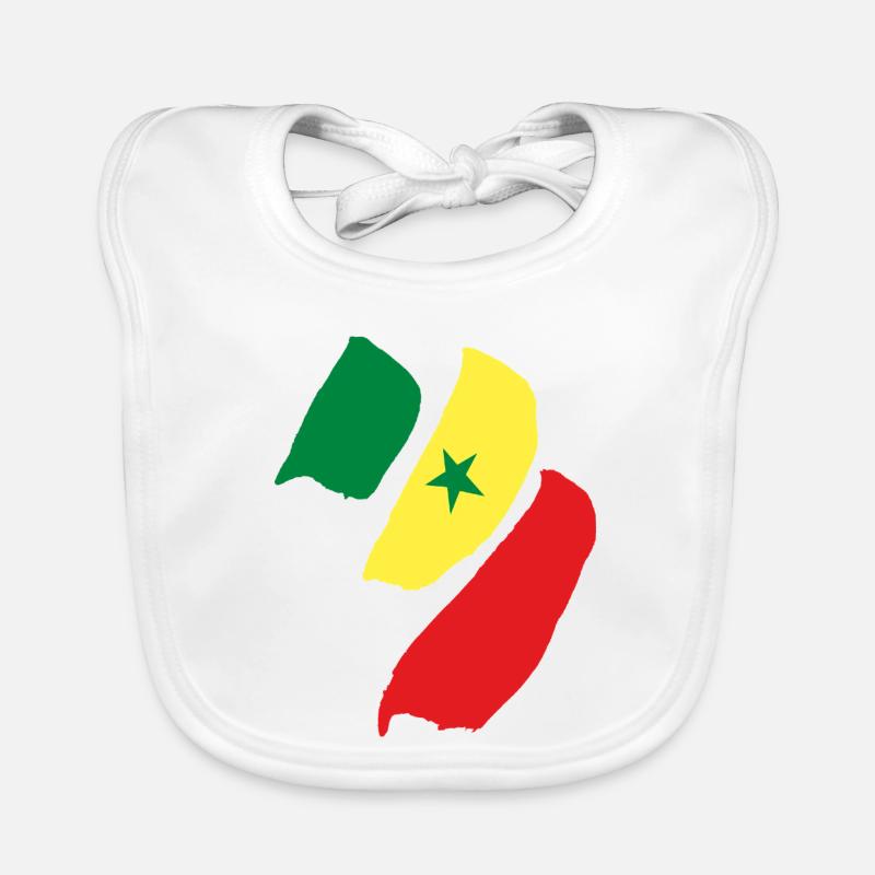 drapeau du Sénégal - Bavoir bio Bébé - blanc