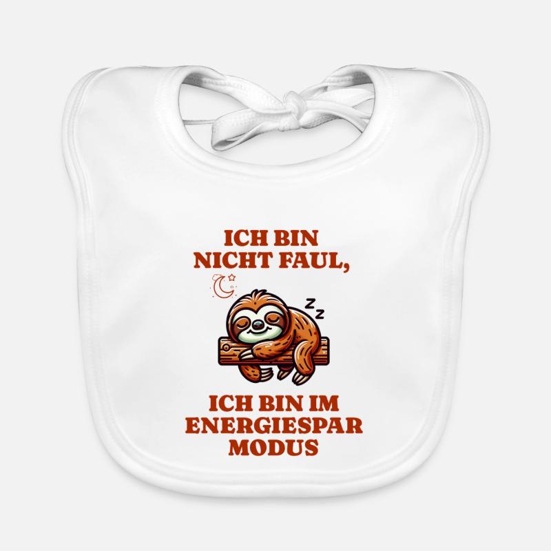 Sloth in power saving mode I'm not lazy - Organic Baby Bibs - white