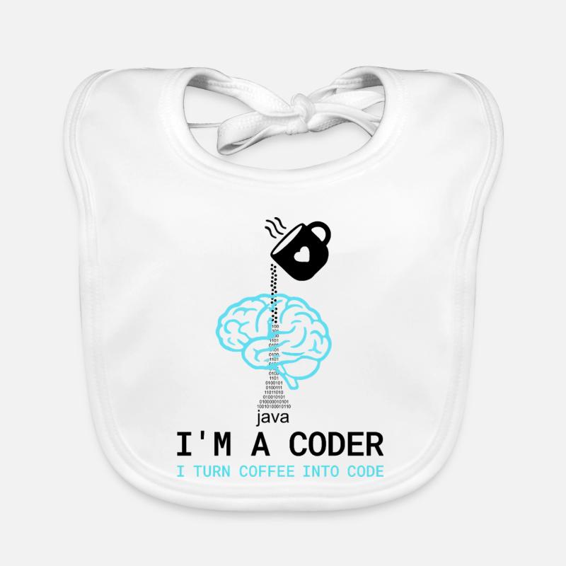 Coder T-Shirt: Coffee into Code – Nerdy Programmie Baby Bio-Lätzchen