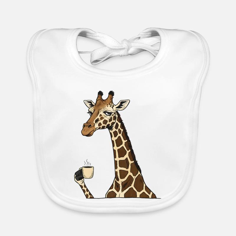 Müde Giraffe mit Kaffee – Lustiges Motiv Baby Bio-Lätzchen