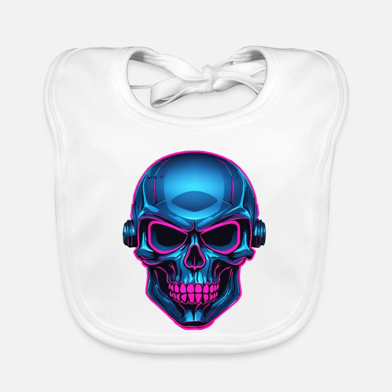 Neon Skull mit Kopfhörer Baby Bio-Lätzchen