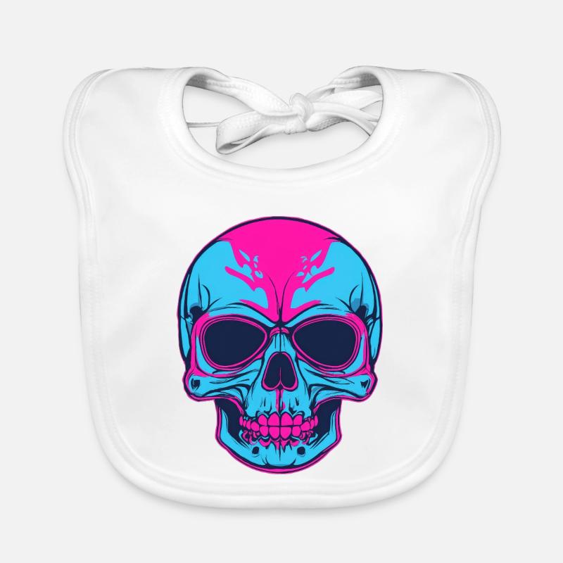 Neon Schädel Pink Blau Baby Bio-Lätzchen