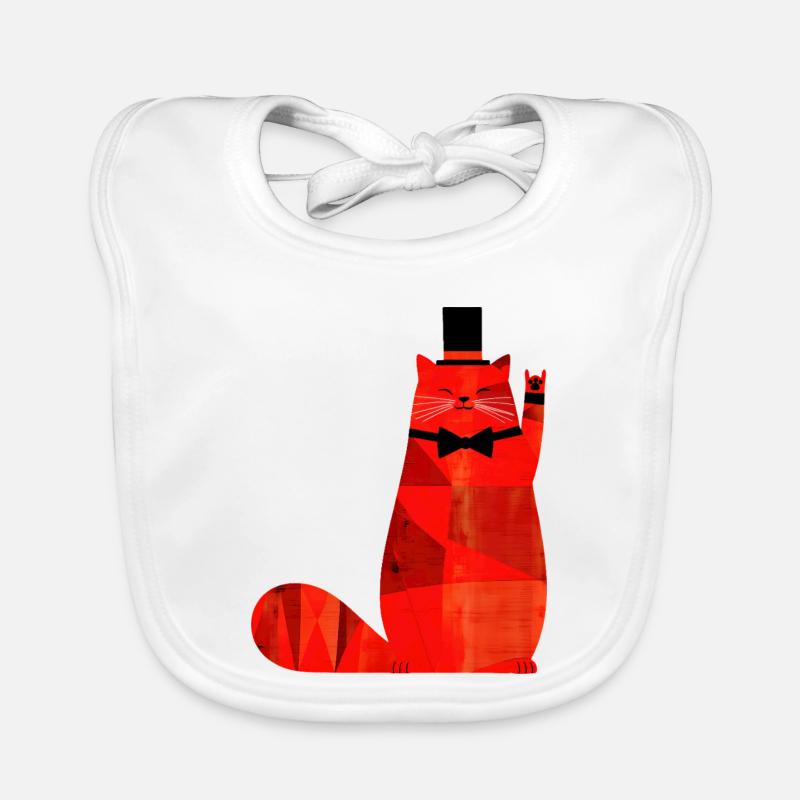 Chat rouge avec nœud papillon et haut-de-forme Bavoir bio Bébé