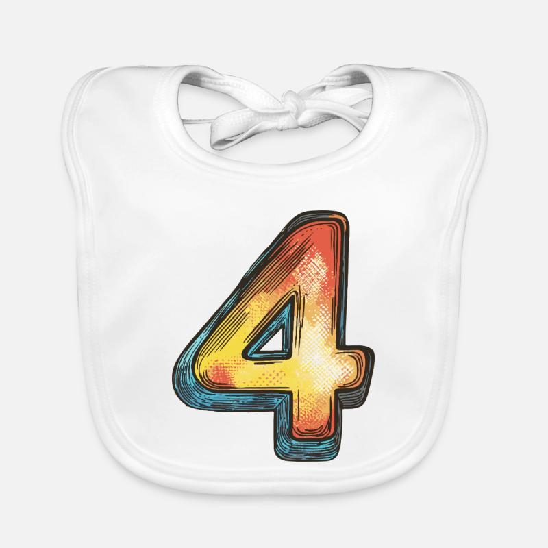 4 Number Colorful Organic Baby Bibs