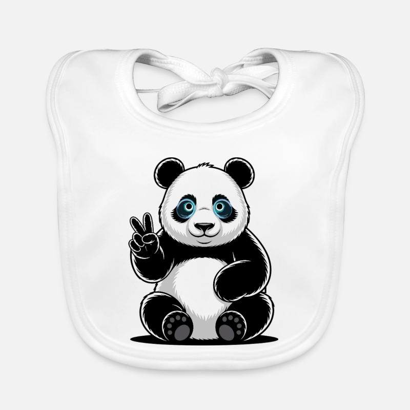 Dessin animé Panda Peace Sign Bavoir bio Bébé