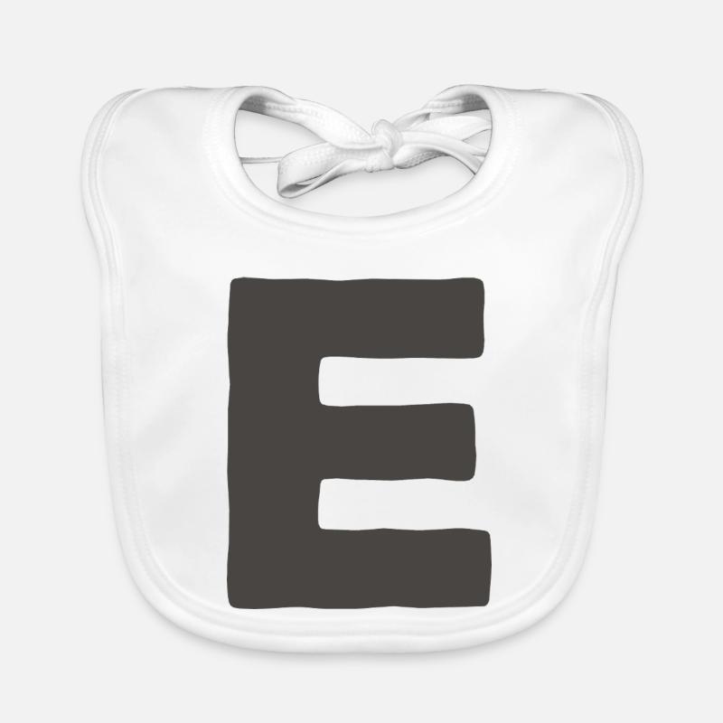Minimal Letter E Bold Monogram Typography Organic Baby Bibs