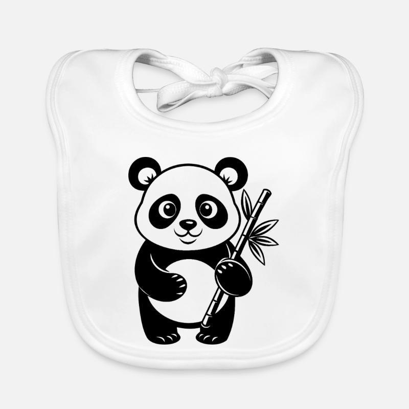 Panda mit Bambus Baby Bio-Lätzchen