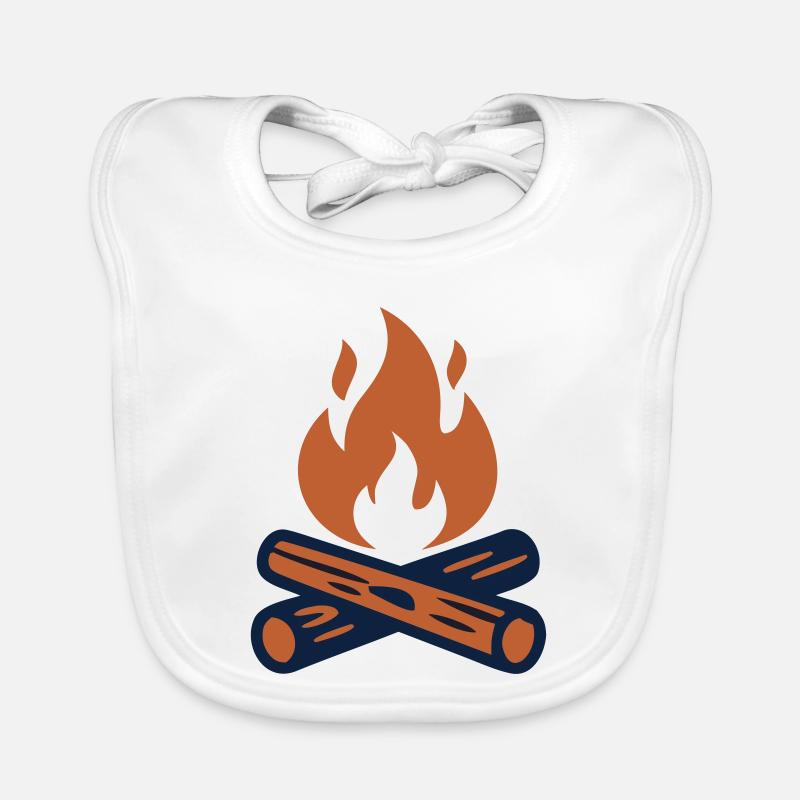 Camping au feu de camp avec flammes de bois Bavoir bio Bébé