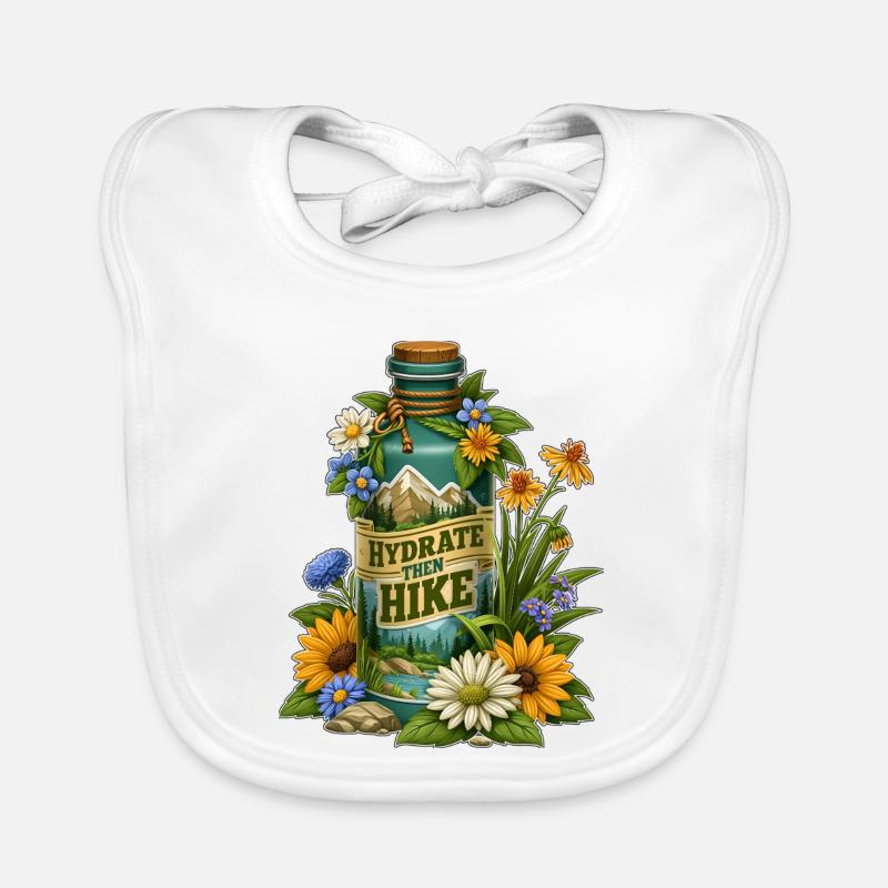 Conception de bouteilles florales Hydratez-vous puis randonnée Bavoir bio Bébé