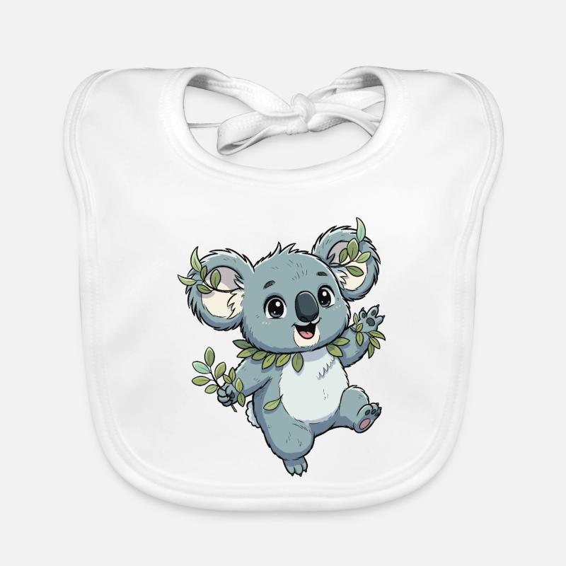 Koala vert avec couronne de feuilles Bavoir bio Bébé