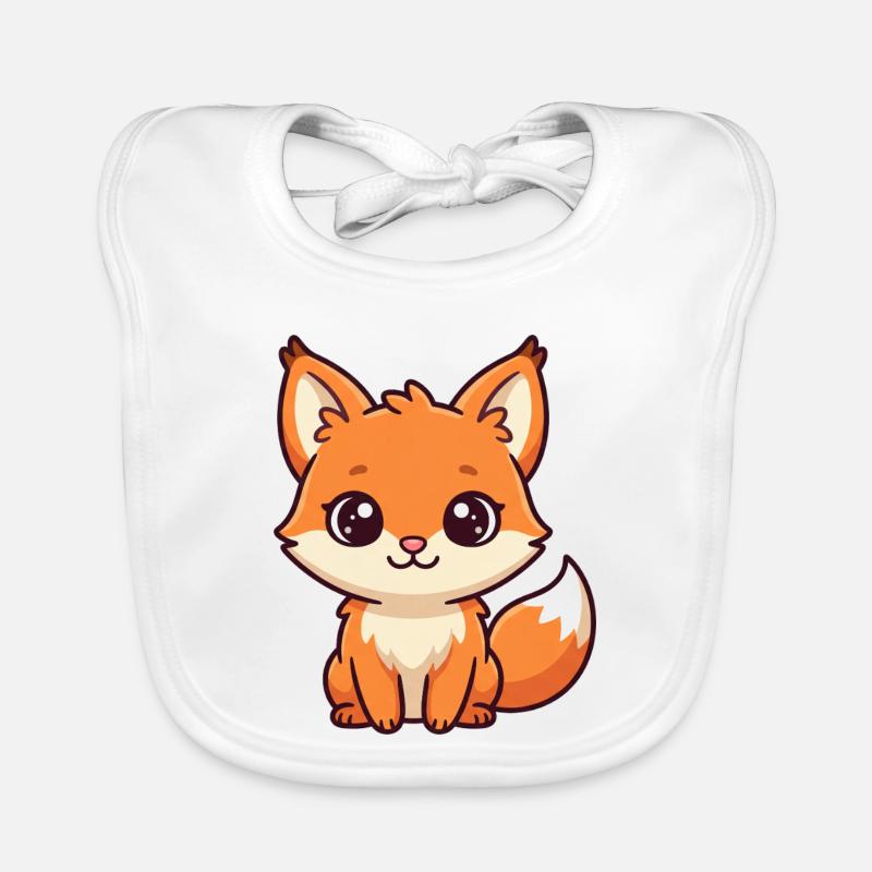 Cuddly Fox Kawaii Illustration Organic Baby Bibs