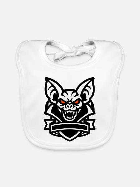 Fledermaus Maskottchen Logo - Baby Bio-Lätzchen - Weiß - Vorne
