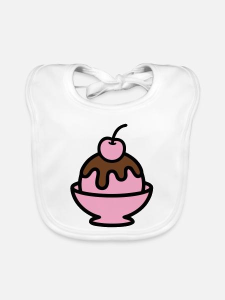 Sundae Cherry Artwork - Organic Baby Bibs - white - Front