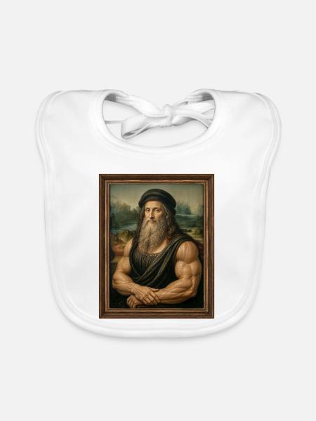 Muskulöser Da Vinci - Baby Bio-Lätzchen - Weiß - Vorne