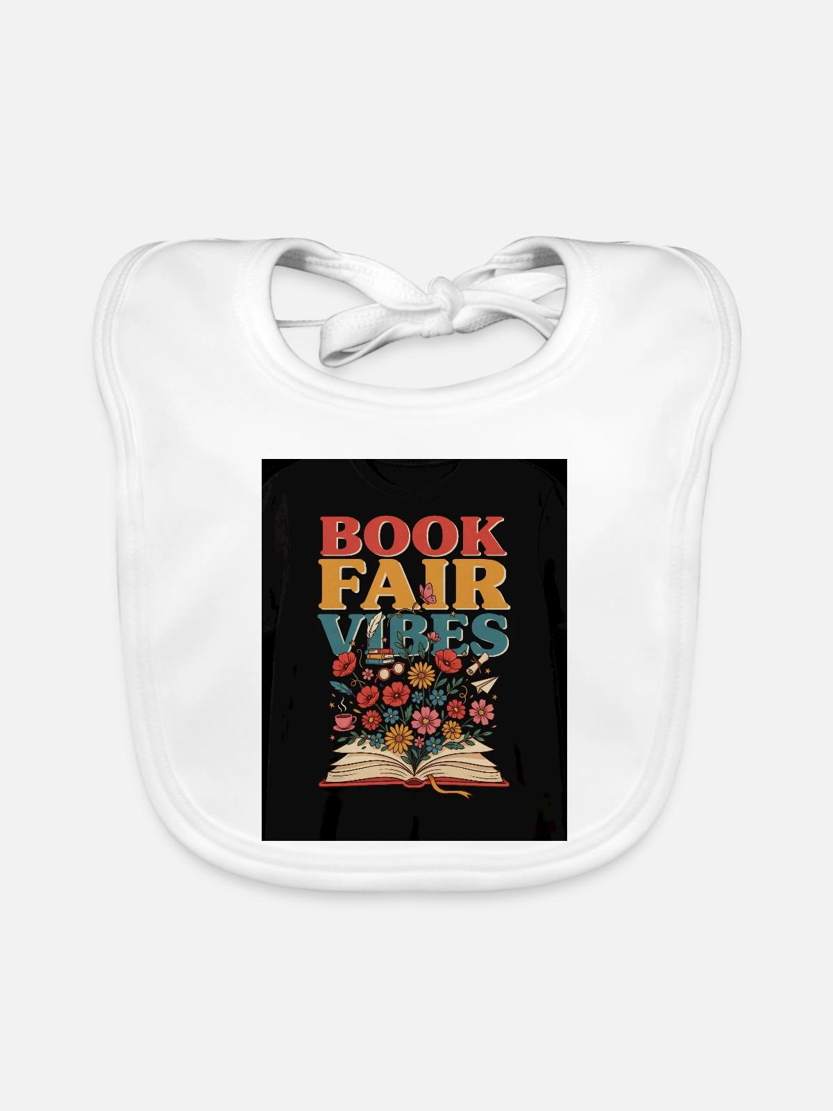 Buchmesse-Vibes - Baby Bio-Lätzchen - Weiß - Vorne