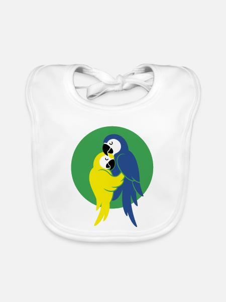 Tanzende Papageien – Forro Paar - Baby Bio-Lätzchen - Weiß