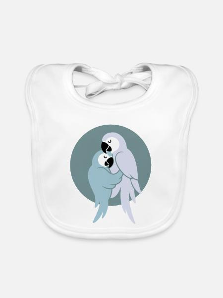 Forro tanzende Papageien - Baby Bio-Lätzchen - Weiß