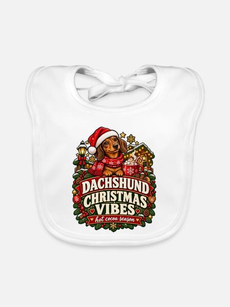 Christmas Dachshund - Baby Bio-Lätzchen - Weiß