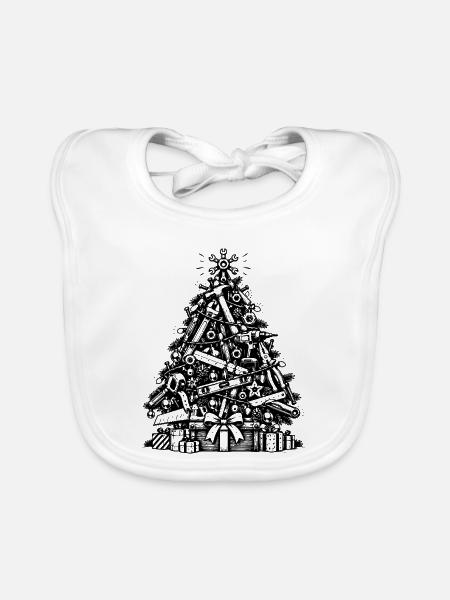 Weihnachtsgeschenk für Heimwerker - Baby Bio-Lätzchen - Weiß - Vorne