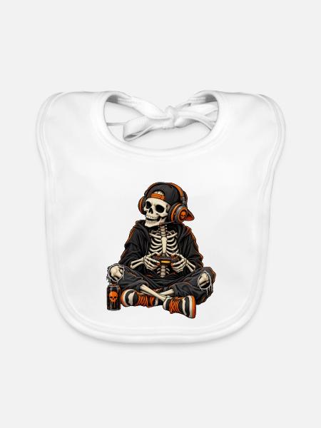 Gaming Halloween - Baby Bio-Lätzchen - Weiß - Vorne
