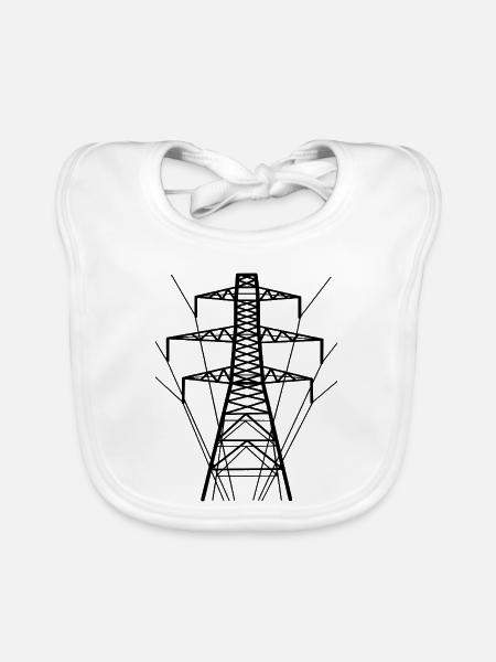 Strommast Weiße Silhouette - Baby Bio-Lätzchen - Weiß - Vorne
