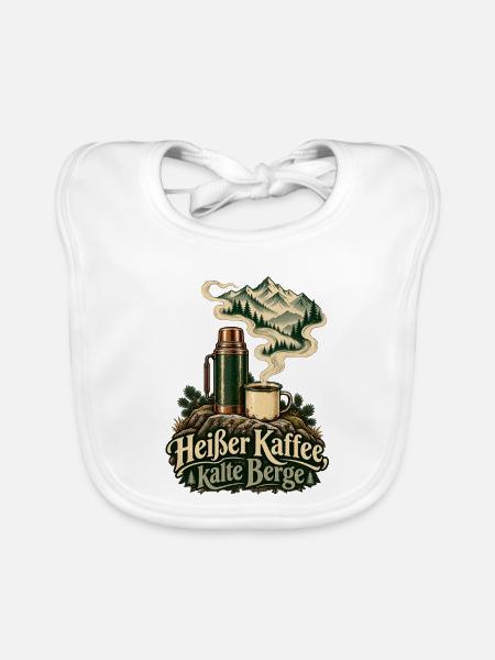 Heißer Kaffee, kalte Berge - Baby Bio-Lätzchen - Weiß - Vorne