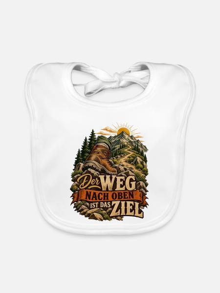 Der Weg nach oben ist das Ziel - Baby Bio-Lätzchen - Weiß - Vorne