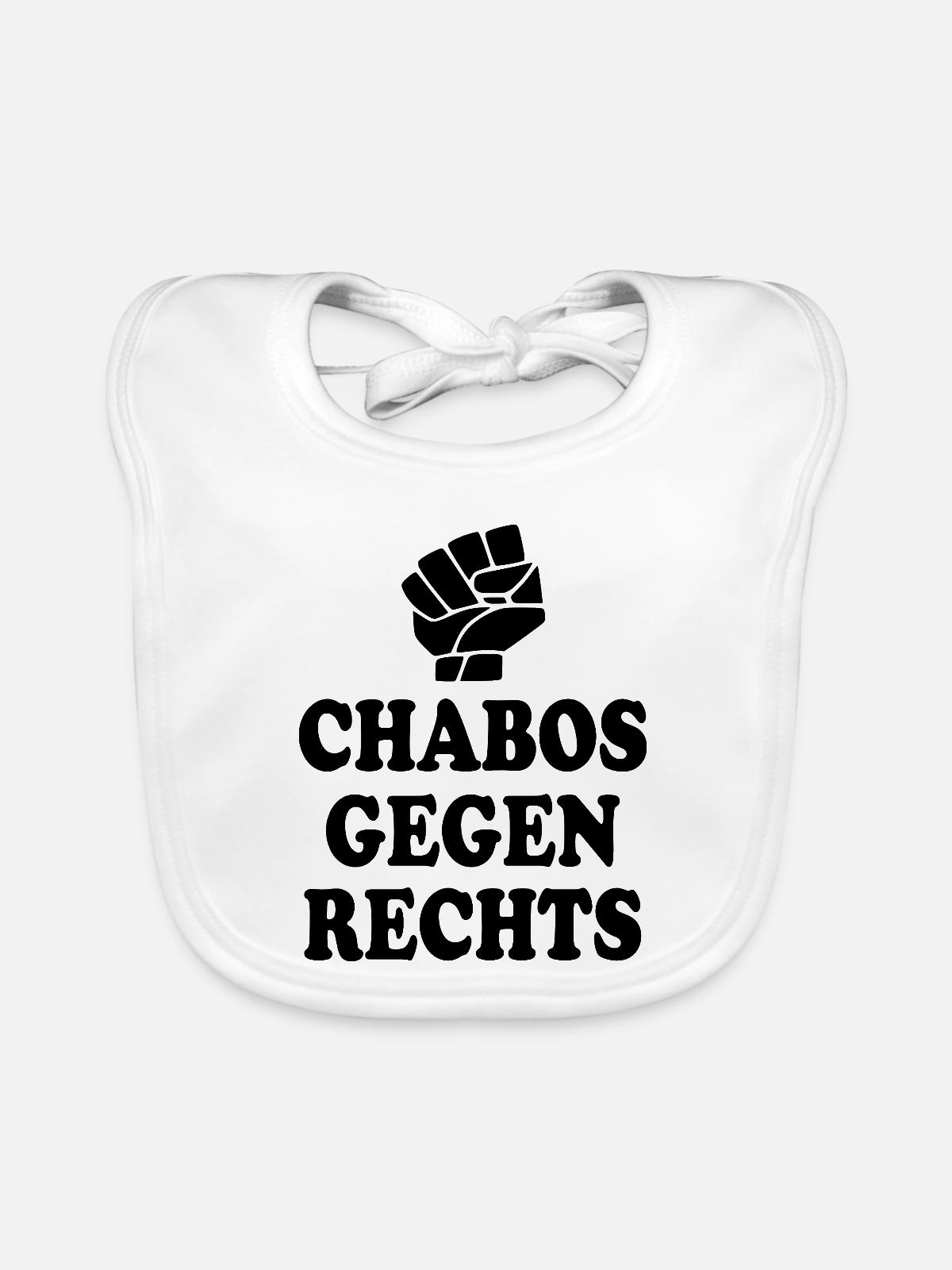 Chabos gegen rechts - Baby Bio-Lätzchen - Weiß - Vorne